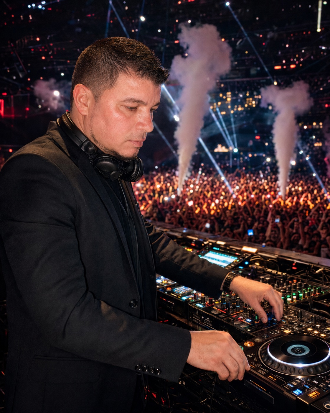 Baylon DJ en escena con humo y público